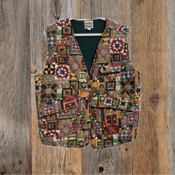 Patchwork Style Button-Up Vest - Picture 7 of 7